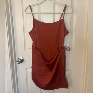 Urban Outfitters Burnt Orange Wrap Skort Romper | Size L | Layering Outfit